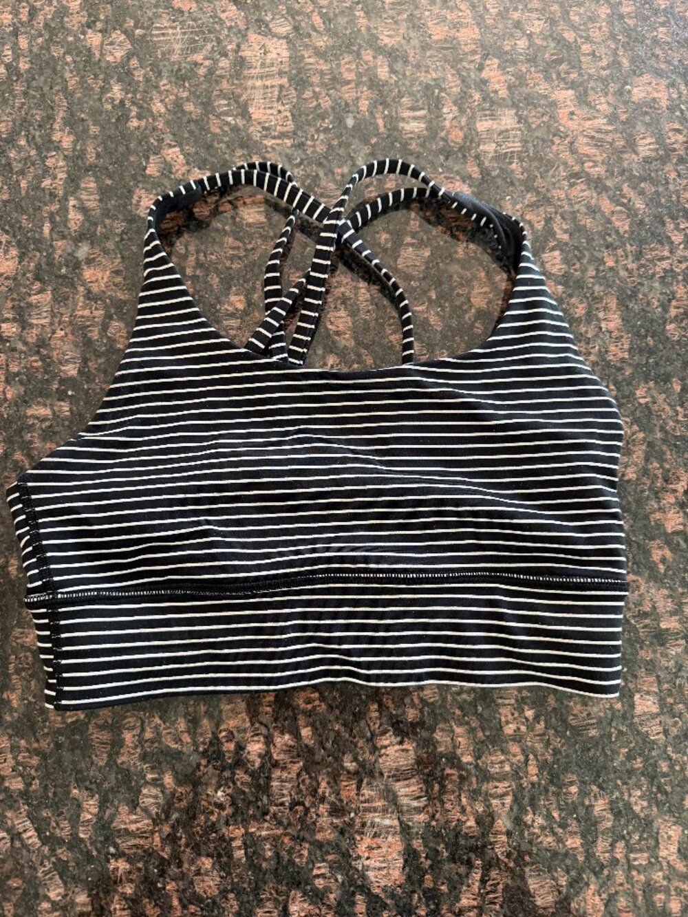 Lululemon Energy Longline Bra Medium Support Black & White Size 6